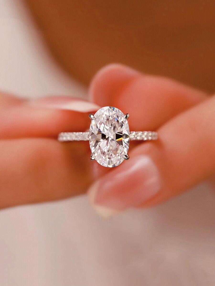 1 Nhẫn Đính Hôn Siêu Lấp Lánh Thích Hợp Cho Nữ - Bạc - Xem 1