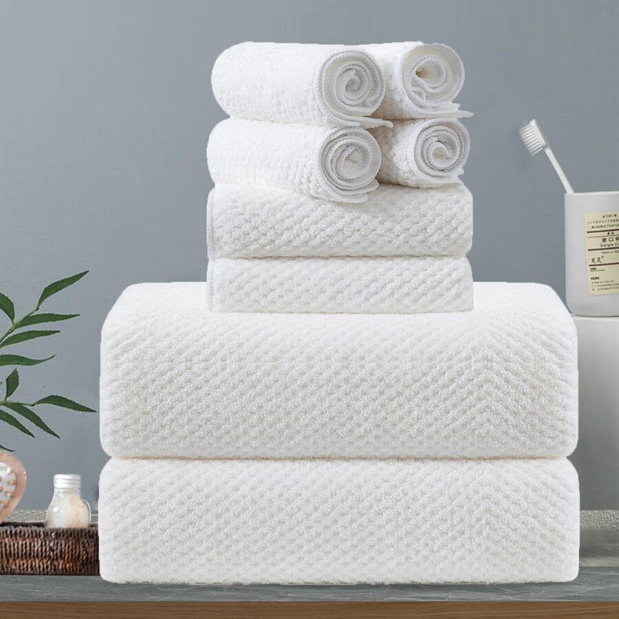8-Piece Bath Towels Set,2 Oversized Large Bath Towels Sheet,2 Hand Towels and 4 Washcloths - 600 GSM Soft Luxury Towel Set,Highly Absorbent Quick Dry Towel Collection for Bathroom,Hotel and Spa - 白色 - 查看 1