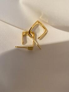 Smooth Square Earrings For Women, Designer Style, Elegant Stud Earrings Jewelry - Gold - View 2