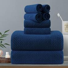 8-Piece Bath Towels Set,2 Oversized Large Bath Towels Sheet,2 Hand Towels and 4 Washcloths - 600 GSM Soft Luxury Towel Set,Highly Absorbent Quick Dry Towel Collection for Bathroom,Hotel and Spa - 藏蓝色 - 查看 1