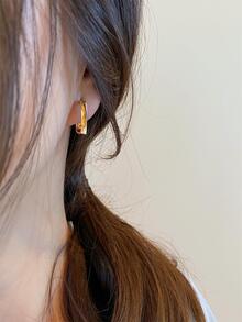 Smooth Square Earrings For Women, Designer Style, Elegant Stud Earrings Jewelry - Gold - View 4