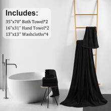 8-Piece Bath Towels Set,2 Oversized Large Bath Towels Sheet,2 Hand Towels and 4 Washcloths - 600 GSM Soft Luxury Towel Set,Highly Absorbent Quick Dry Towel Collection for Bathroom,Hotel and Spa - 黑色 - 查看 5