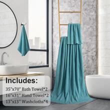 8-Piece Bath Towels Set,2 Oversized Large Bath Towels Sheet,2 Hand Towels and 4 Washcloths - 600 GSM Soft Luxury Towel Set,Highly Absorbent Quick Dry Towel Collection for Bathroom,Hotel and Spa - 青碧色 - 查看 5