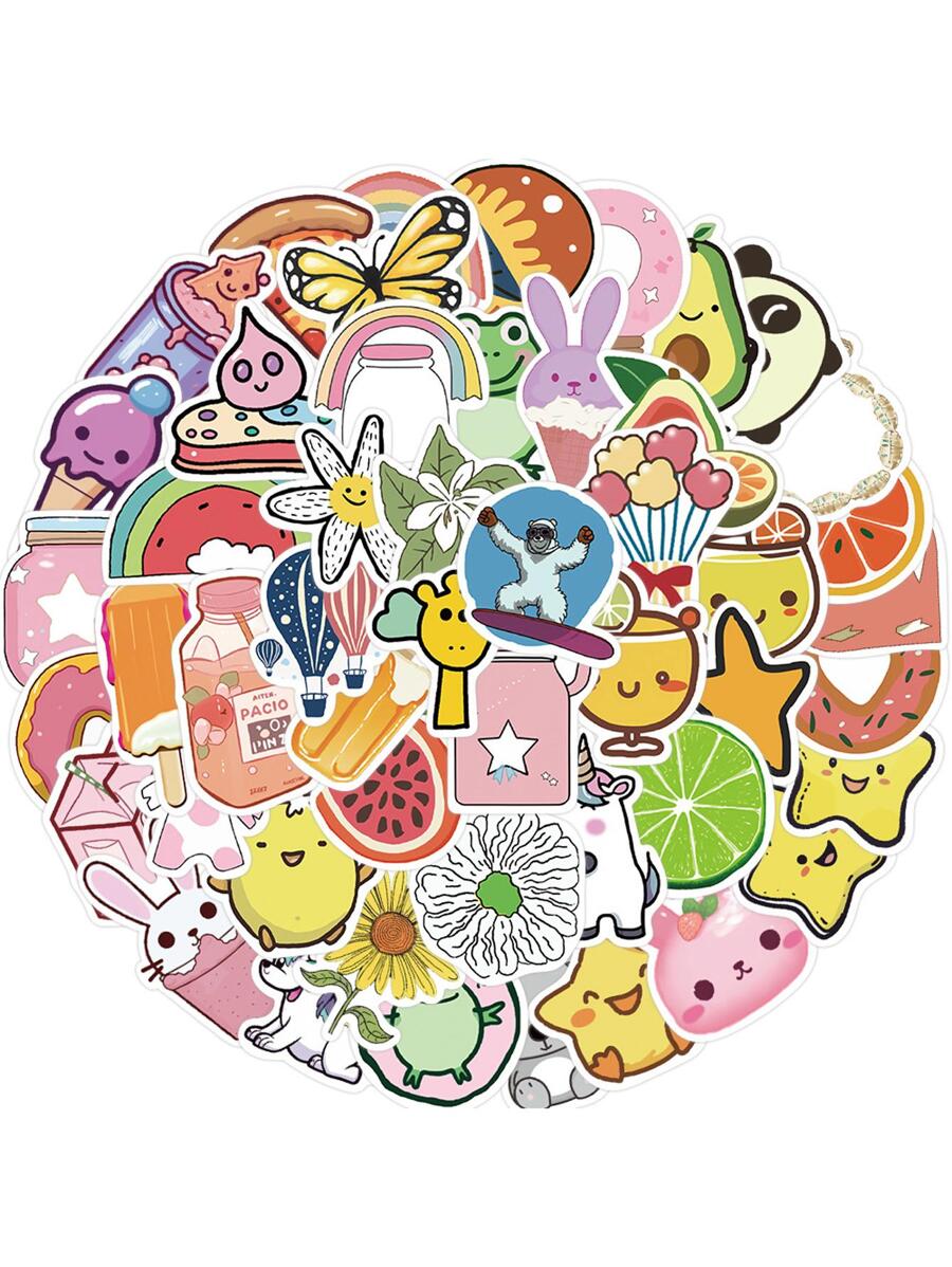 50入組可愛塗鴉裝飾貼紙 - 彩色 - 查看 1