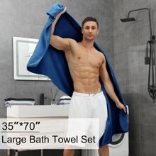 8-Piece Bath Towels Set,2 Oversized Large Bath Towels Sheet,2 Hand Towels and 4 Washcloths - 600 GSM Soft Luxury Towel Set,Highly Absorbent Quick Dry Towel Collection for Bathroom,Hotel and Spa - 藏蓝色 - 查看 2
