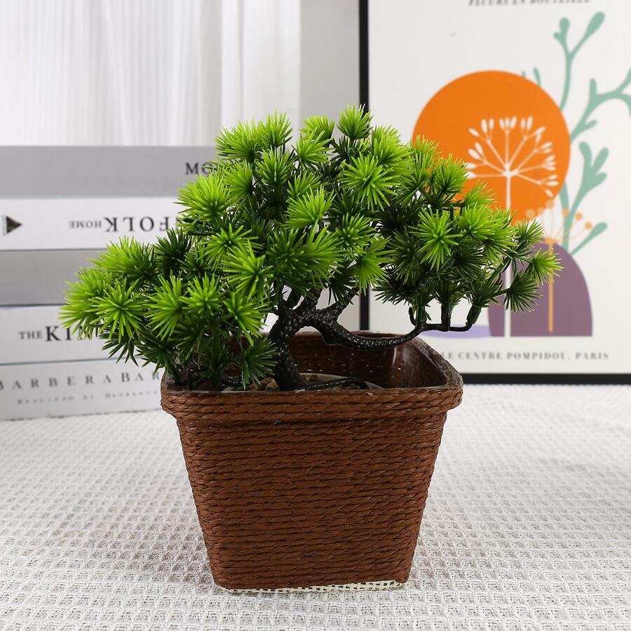 1pc Brown Plastic Planter Pot Container - Coffee Brown - View 1