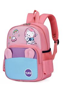 Niños Mochila funcional oso & con patrón de arcoíris con diseño de oreja cremallera dulce - Rosa - Ver 2