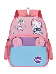 Niños Mochila funcional oso & con patrón de arcoíris con diseño de oreja cremallera dulce - Rosa - Ver 1