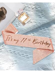 2件組 11歲生日披肩與皇冠套組，玫瑰金生日披肩與皇冠，11歲生日禮物，適用於11歲生日派對、聖誕節及其他場合 - 玫瑰金 - 查看 3