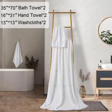 8-Piece Bath Towels Set,2 Oversized Large Bath Towels Sheet,2 Hand Towels and 4 Washcloths - 600 GSM Soft Luxury Towel Set,Highly Absorbent Quick Dry Towel Collection for Bathroom,Hotel and Spa - 白色 - 查看 5