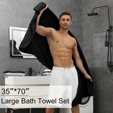 8-Piece Bath Towels Set,2 Oversized Large Bath Towels Sheet,2 Hand Towels and 4 Washcloths - 600 GSM Soft Luxury Towel Set,Highly Absorbent Quick Dry Towel Collection for Bathroom,Hotel and Spa - 黑色 - 查看 2