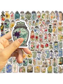 100pcs/Pack Vintage Creative Flower Vase Graffiti Stickers Back To School - Multicolor - View 8