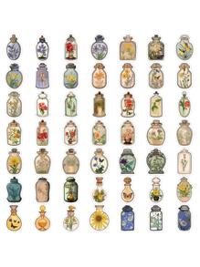 100pcs/Pack Vintage Creative Flower Vase Graffiti Stickers Back To School - Multicolor - View 5