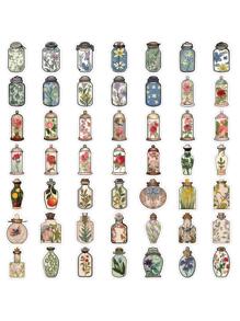 100pcs/Pack Vintage Creative Flower Vase Graffiti Stickers Back To School - Multicolor - View 6