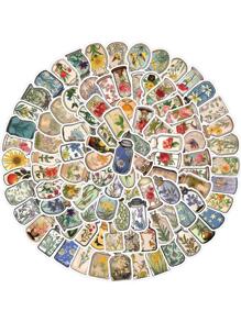 100pcs/Pack Vintage Creative Flower Vase Graffiti Stickers Back To School - Multicolor - View 1