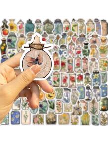 100pcs/Pack Vintage Creative Flower Vase Graffiti Stickers Back To School - Multicolor - View 7