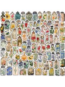 100pcs/Pack Vintage Creative Flower Vase Graffiti Stickers Back To School - Multicolor - View 4