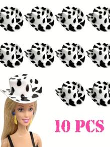 10入組微型牛仔帽適用於生日派對禮品裝飾用品,合適的適用於嬰兒DIY派對和娃娃屋玩具 - 黑與白 - 查看 1