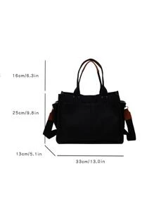 Large Capacity Tote Bag With Adjustable Shoulder Strap - Black - View 3