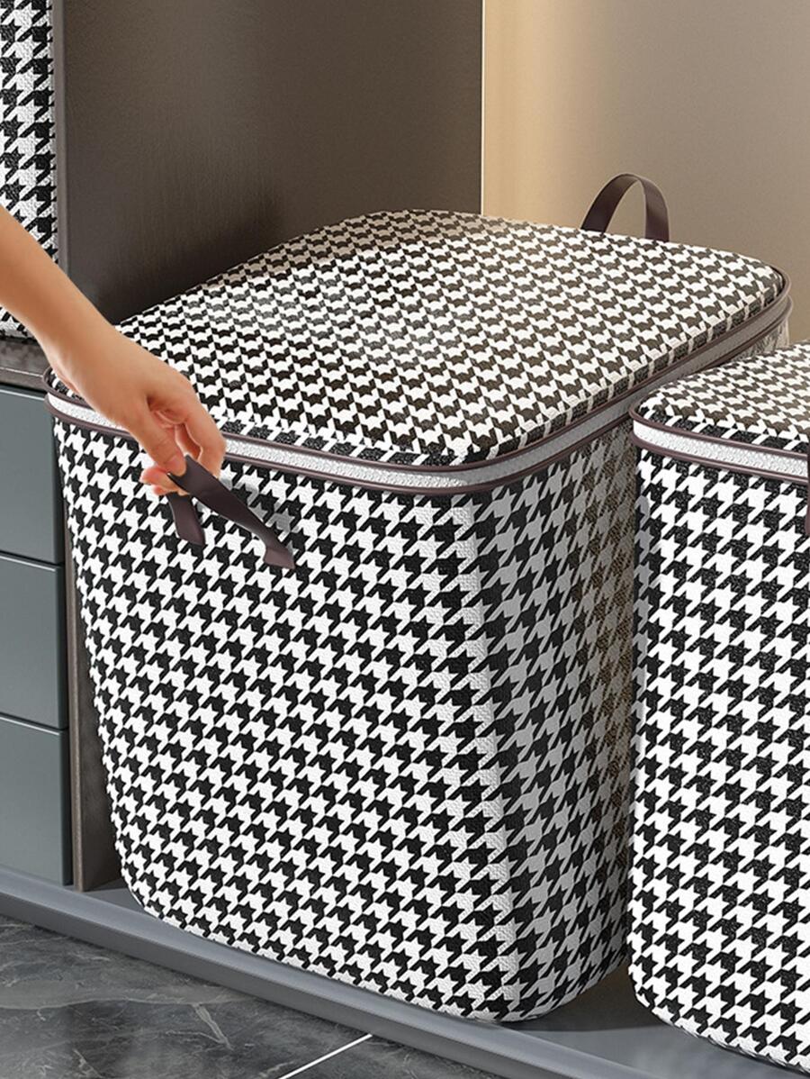 Công suất lớn Ca rô Quilt Quần áo Túi lưu trữ có khóa kéo để chống ẩm và chống nấm mốc - Nhiều màu - Xem 1
