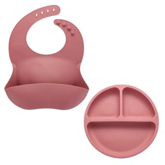 2入組/套餵養盤子和可調節圍兜