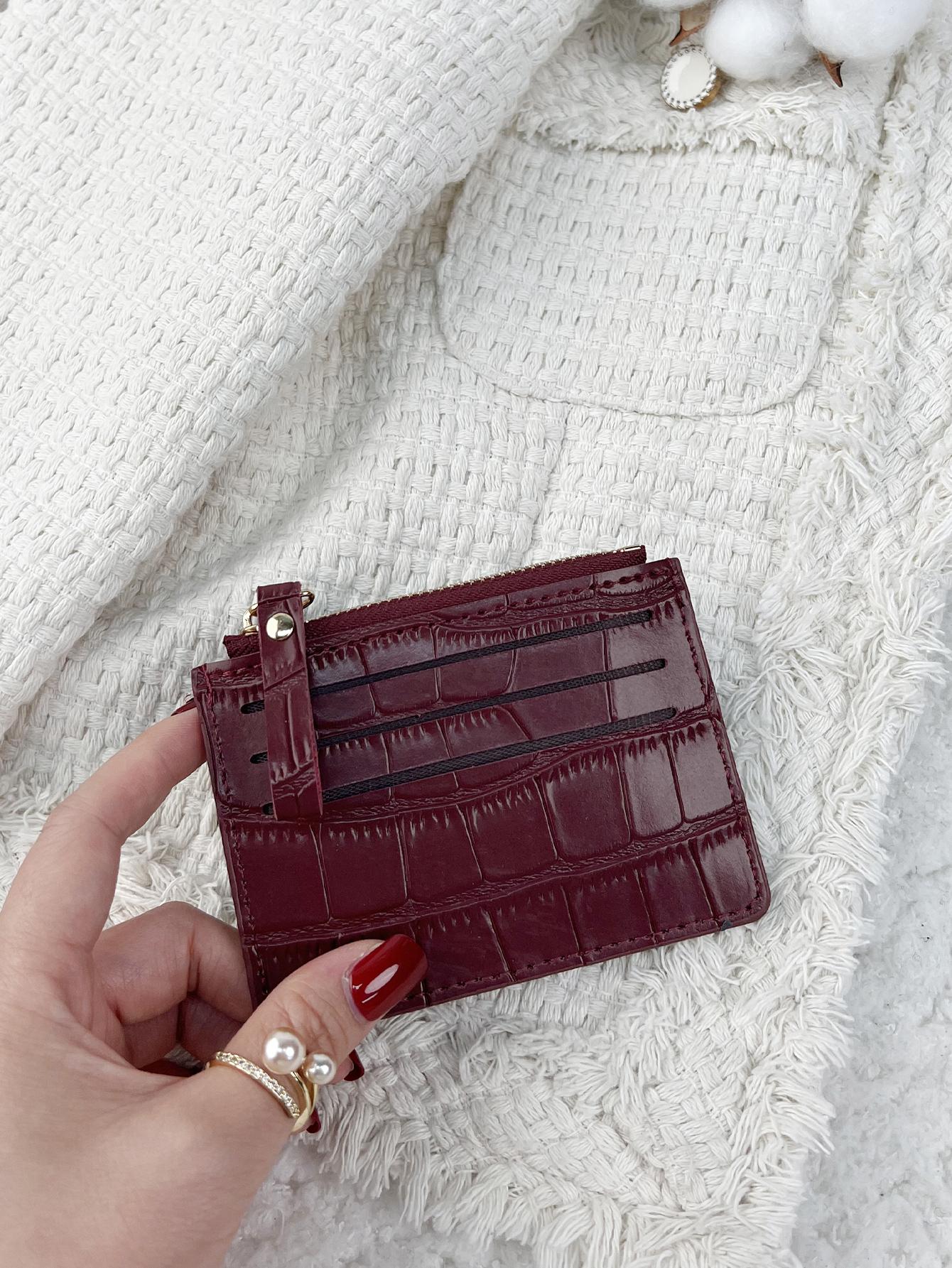 Alligator print card wallet