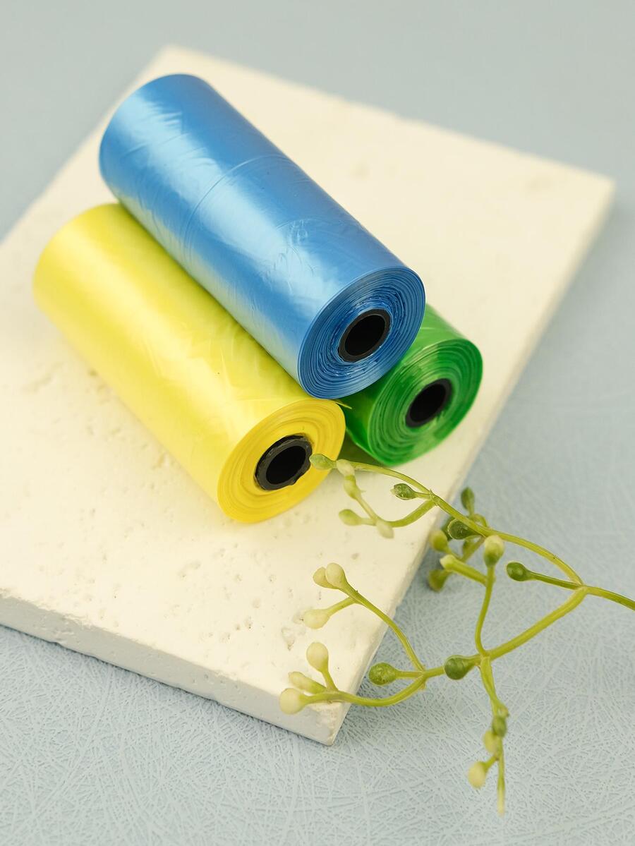 3 rollos Bolsas de colores portátil de mascota desperdiciar - Multicolor - Ver 1