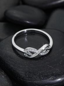 Cubic Zirconia Infinity Symbol Decor Ring - Silver - View 3