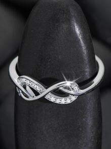 Cubic Zirconia Infinity Symbol Decor Ring - Silver - View 4