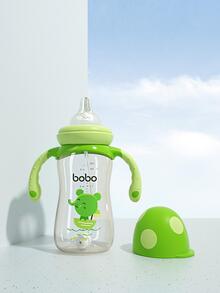 1入組嬰兒260ml卡通大象和字母圖案可愛奶瓶適用於日常生活