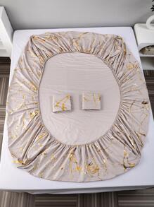 3入組大理石紋樣式印花床單帶金箔 - 咖啡棕 - 查看 10