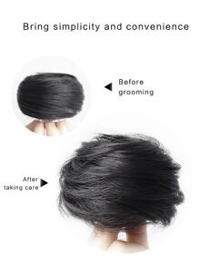 Updo de cabello corto recto sintético - Negro - Ver 2