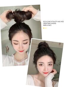 Updo de cabello corto recto sintético - Negro - Ver 6