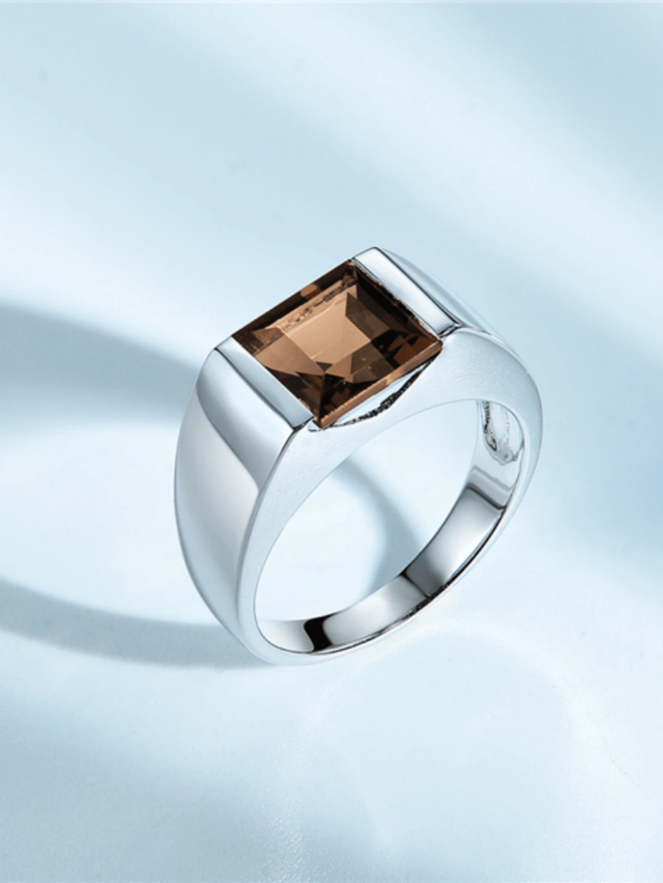 1pc 925 Silver Natural Citrine Ring - Silver - View 1