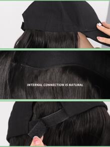 20英寸/50厘米一片式假髮帽女士大波浪長款捲髮黑色帽子棒球帽假髮 - 黑色 - 查看 8