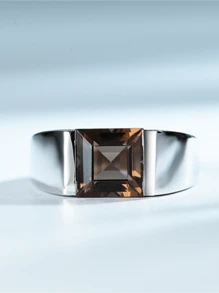 1pc 925 Silver Natural Citrine Ring - Silver - View 2