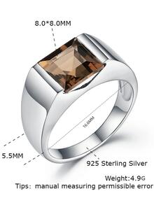 1pc 925 Silver Natural Citrine Ring - Silver - View 5