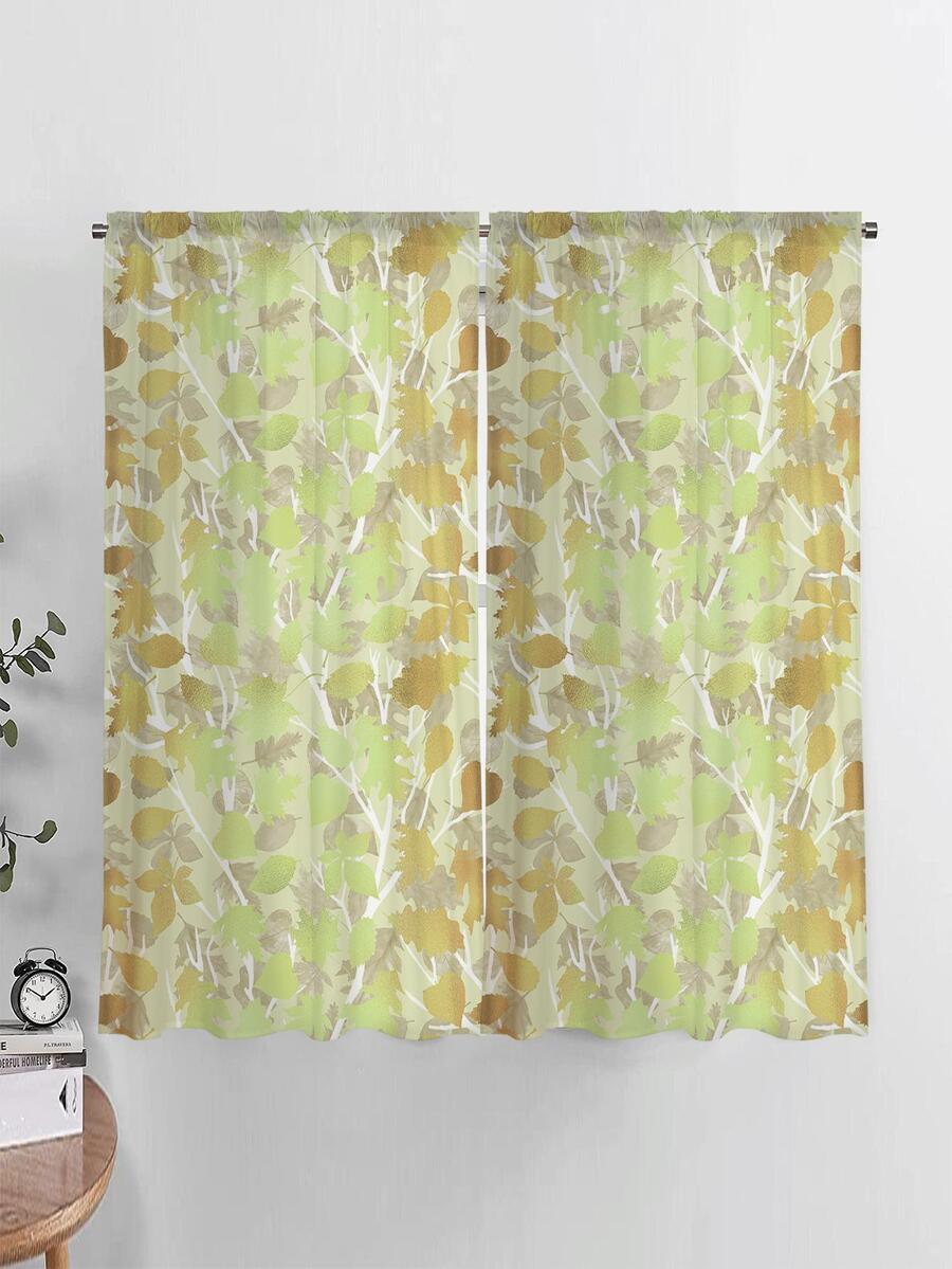 1pc Modern Leaf Pattern Window Curtain | SHEIN USA