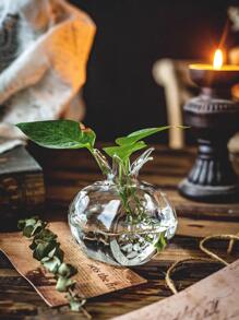 1個創意小巧可愛的透明玻璃石榴花瓶,家庭水培插花瓶裝飾,桌面裝飾手工藝品 - 無色 - 查看 2