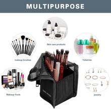 FYY Makeup Brush Organizer Bag High Capacity Portable Waterproof Dust-Free Stand-Up Makeup Brush Holder with Divider for Women Girls - màu đen - Xem 2