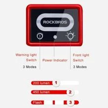ROCKBROS Cycling Light Helmet Bike Ultralight Helmet Electric USB Helmet 3 Modes - 黑色 - 查看 6