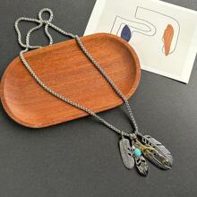 1 Lông Vũ Mặt Dây Chuyền Vòng Cổ Cho Nam Và Nữ Vintage Lá Chi Tiết Dài Áo Len Dây Chuyền Phụ Kiện Thời Trang - Nhiều màu - Xem 3