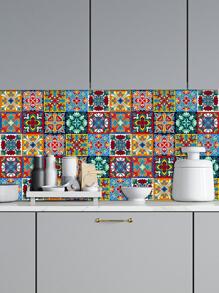 10 pezzi/20 pezzi Adesivi per piastrelle con mandala colorati per la cucina, decalcomanie da parete in PVC autoadesive, impermeabili e resistenti all'olio