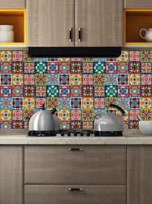 10 pezzi/20 pezzi Adesivi per piastrelle con mandala colorati per la cucina, decalcomanie da parete in PVC autoadesive, impermeabili e resistenti all'olio