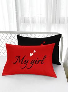 3pcs Black And Red Heart Alphabet Bedding Set (1 Quilt Cover Without Comforter + 2 Pillowcases Without Pillow Core), Home Dorm High Definition Printing - Multicolor - View 4