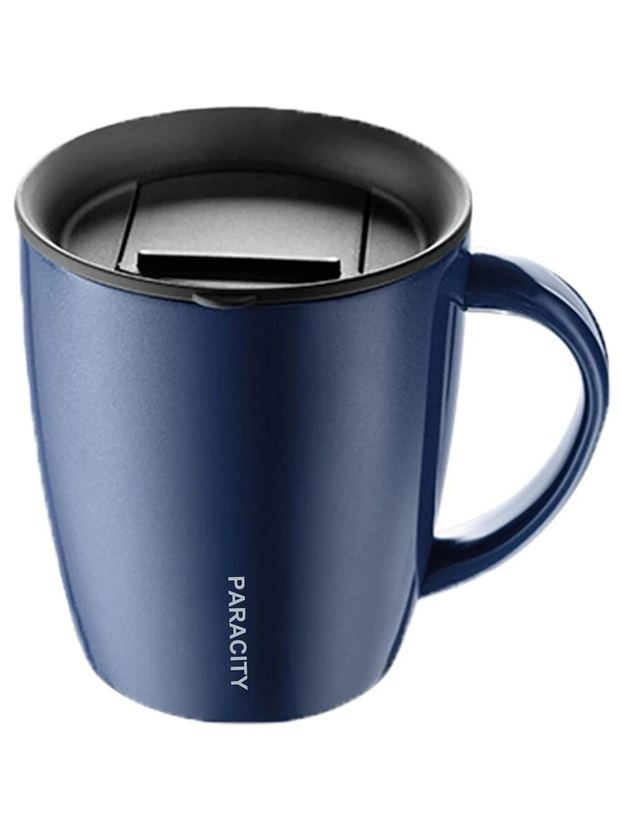 1pc Insulated Coffee Mug Stainless Steel Coffee Mug with Lid Handle Double Wall Vacuum Travel Mug Camping Tumbler Cup Men Women 12 oz - 藍色 - 查看 1