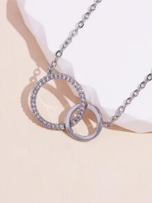 1pc Cubic Zirconia Inlaid Round Link Chain Necklace Suitable For Women's Wedding Gift