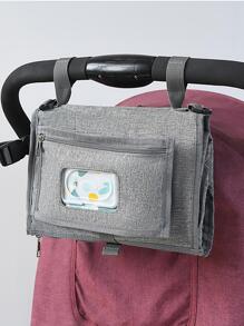 1 件可折疊嬰兒座墊,附掛帶,適用於嬰兒車和紙巾架媽咪包 - 淺灰色 - 查看 2