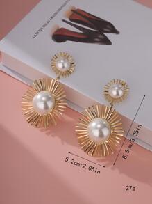 1 Pair 2pcs French Exaggerated High-End Pearl Earrings, Suitable For Women's Daily Wear And Gatherings - White - View 2