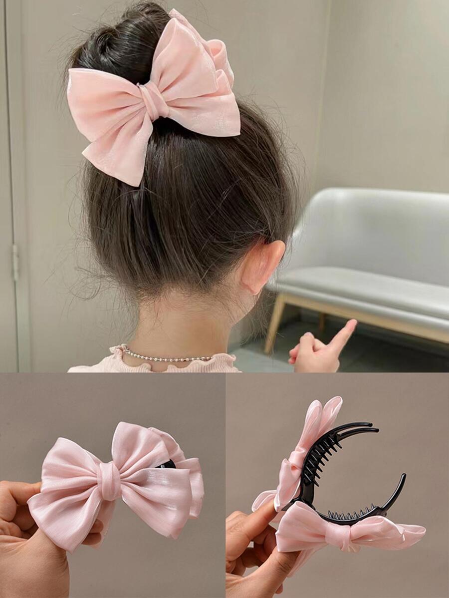 1 pezzo Da Ragazze con decorato fiocco carino Artiglio per capelli per primavera e estate Decorazioni - Rosa - Visualizzare 1